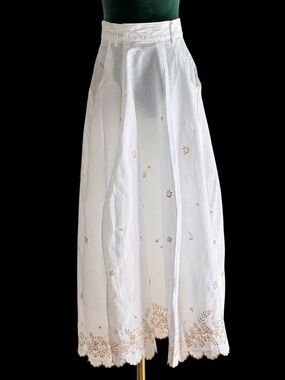 HIGH by Claire Campbell Ramie Midi Skirt Sz 8 Embroidered Coastal Boho Festival